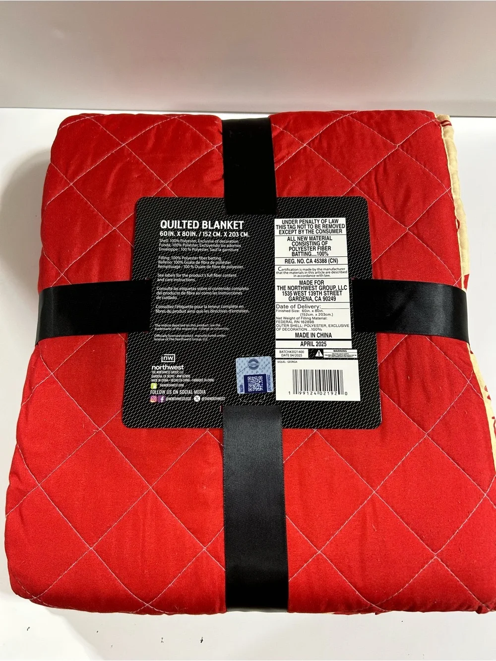 New! NCAA Georgia Bulldogs 60x80 Quilted Throw Blanket
